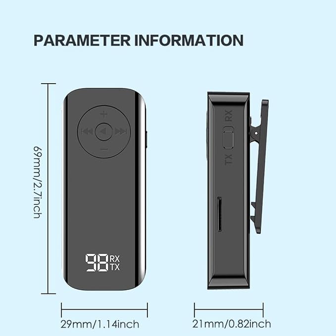 Bluetooth AUX Adapter for Car,5.3 Wireless Transmitter and Receiver 2 in 1,3.5mm AUX Bluetooth Car Adapter,Hands-Free Call for Cars, Speakers, Stereo Systems and Headphones
