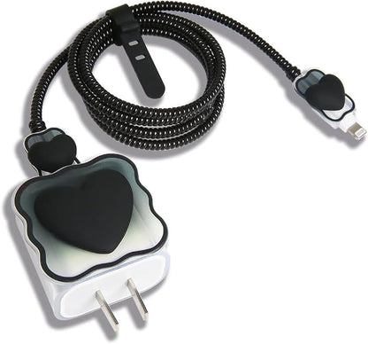 Compatible with Apple iPhone 18W/20W USB-C Charger Protective Cute Cover Fast Power Adapter Charger Protector Kawaii Cable Wire Saver for iPhone 14 15 16 Pro Max