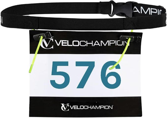VeloChampion Lightweight Running Belt Waist Pack for Men Women - Elasticated Stretch Fit Race Number Holder - No Pins - 3 Sizes - Run. Triathlon. Cycle. Marathon. Jogging (1, Medium)