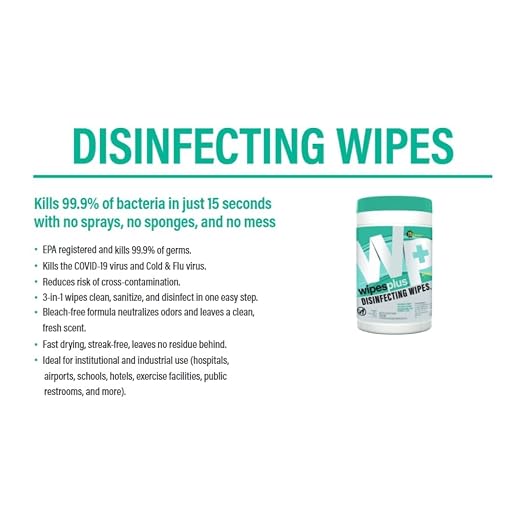 WIPESPLUS Disinfecting Surface Wipes Canister Bleach Free with Lemon Scent for Home and Business, 240 Count