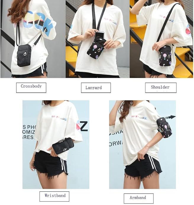 Zipper Crossbody Bag, Women Shoulder Pouch Wallet Purse Armband for iPhone 14 13 12 11 XR Samsung Galaxy S22 S21 FE Pixel 6
