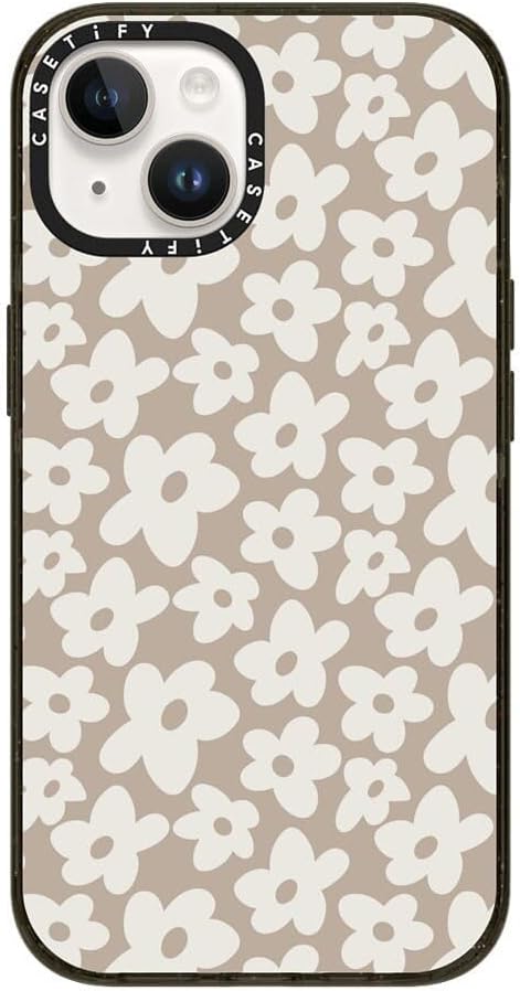 CASETiFY Impact iPhone 14 Case [4X Military Grade Drop Tested / 8.2ft Drop Protection/Compatible with Magsafe] - Natural Flower - Clear Black