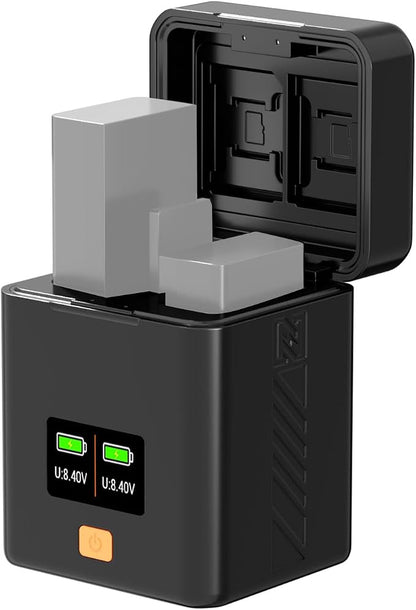 Portable Battery Charging Case with Dual Slots and PD Fast Charging for Z50 Z30 Z FC Cameras, Ideal for Travel