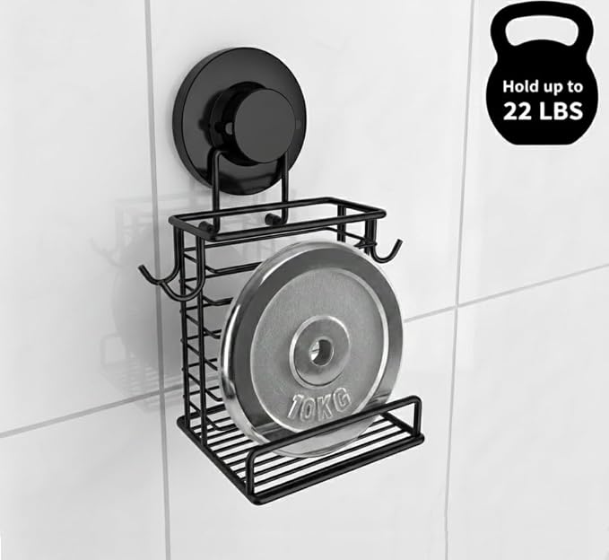 Toothbrush Holder Suction Cup Wall Mounted Toothpaste and Toothbrushes Holder Shelf for Soap Dish or Phone Powerful Vacuum System Rustproof Stainless Steel Organizer Electric Toothbrush (Black)