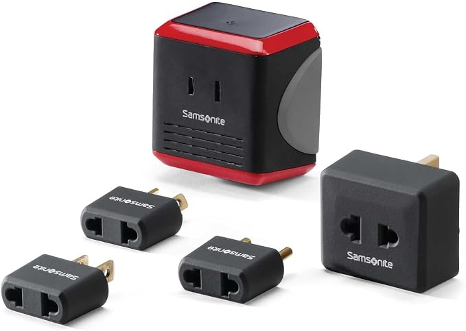 Samsonite Converter/Adapter Kit With Pouch, Black/Red, One Size
