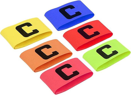 6 Pcs Adjustable Elastic Soccer Captain Armband Arm Bands Football Basketball Player Bands for Youth Adult Yellow