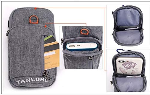 Men Women Sport Running Armband Cellphone Holder Pouch Crossbody Shoulder Purse Arm Bag for Samsung Galaxy S22 Ultra Plus S20 FE S21 Fe A53 5G A12 A13 5G A22 A32 A52 Pixel 6 Pro Moto G Pure (Gray)