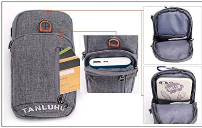 Men Women Sport Running Armband Cellphone Holder Pouch Crossbody Shoulder Purse Arm Bag for Samsung Galaxy S22 Ultra Plus S20 FE S21 Fe A53 5G A12 A13 5G A22 A32 A52 Pixel 6 Pro Moto G Pure (Gray)