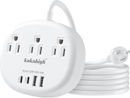 Thailand Power Adapter, Thailand Extension Cord 4FT | Thailand Plug Adapter with 3 American Outlets 4 USB Ports (2 USB-C) Total 24W, Type O Plug Adapter for USA to Thailand
