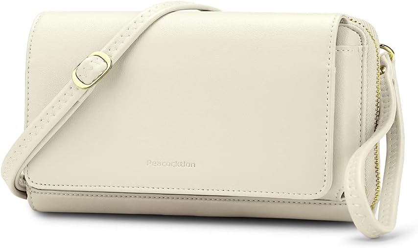 Peacocktion Crossbody Bags for Women RFID Wristlet Wallets Travel Vegan Leather Small Clutch Purses with Phone Pocket Zipper