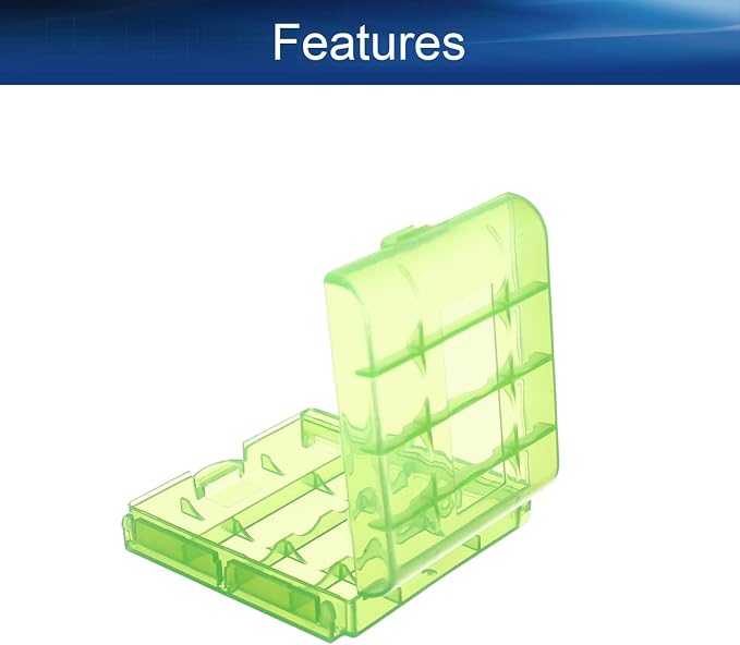 Heyiarbeit Battery Storage Case Holder Box for 4 AA Batteries or 5 AAA Batteries, Green Color (1 Pack)