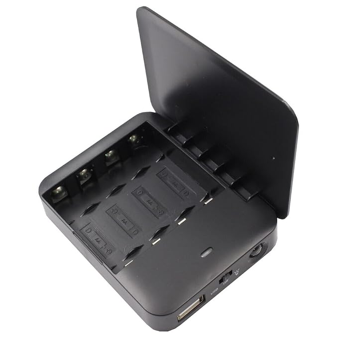 Black USB 4 AA Battery Emergency Charger Power Bank Case Fit for Cell Phone