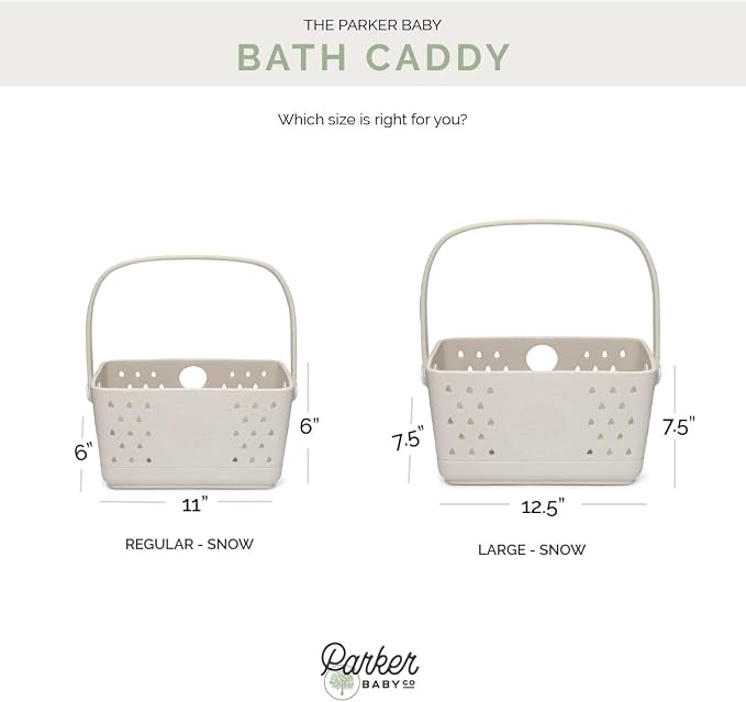 Parker Baby Large Bath Caddy | BPA Free & Food Grade Shower Caddy Organizer for Toys & Supplies | Quick-Dry, Sturdy & Perfect Size Shower Basket w/Handle in Neutral Colors