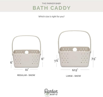 Parker Baby Large Bath Caddy | BPA Free & Food Grade Shower Caddy Organizer for Toys & Supplies | Quick-Dry, Sturdy & Perfect Size Shower Basket w/Handle in Neutral Colors