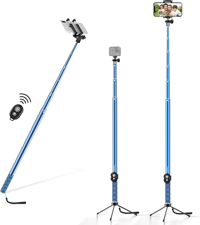 118'' 9.8ft Long Selfie Stick for iPhone, Android, Extended Super Long Pole, Selfie Stick Tripod with Remote, for Selfies/Video Recording, Includes Phone Tripod, Bluetooth Wireless Remote (20 to 118")