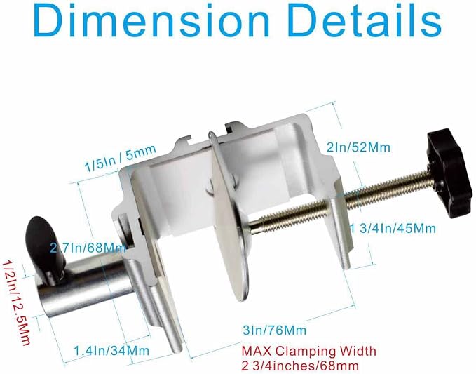 Replacement Heavy Duty C Clamp for 1/2” Base Magnifying Lamp,Desk Lamp,Swing Arm Lamp,Phone I pad Mount,Tablet Mic Holder,Table Mount Clamp for Microphone Stand Mic Boom Arm (G1 SIVLER)