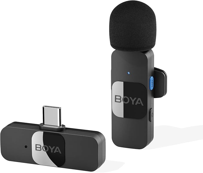 BOYA Wireless Lavalier Microphone for Android USB C Smartphone Tablet External Noise Canceling Mini Lapel Type C Microphone for iPhone 15 Clip-On Mic for Video Recording Podcast YouTube Live Streaming