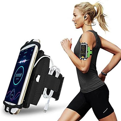 Outdoor Cycling Sport Running Gym 360° Rotating Armband Wristband Phone Holder for iPhone Air, iPhone 17 Pro, 16 Plus 15 14 13 12 11 Pro Max XR Samsung Galaxy A16 A15 A25 A35 A55 A36 A26 A54