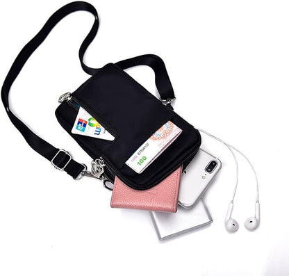 for Samsung Galaxy Z Fold 4, 3, XCover Pro, S22 Ultra Plus, S21 FE, Note9, iPhone 14 Pro Max, Phone Purse Cross Body Armband Cell Holder, Blue #B, M: 7.2''(H)