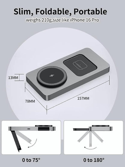 3 in 1 Wireless Charging Station for iPhone 17 16 15 14 13 12, Apple Watch 10 9 8 7 6 5 4 3 2 SE Ultra, AirPods 4 3 2 Pro, 15W Fast Charger Stand (Gray)