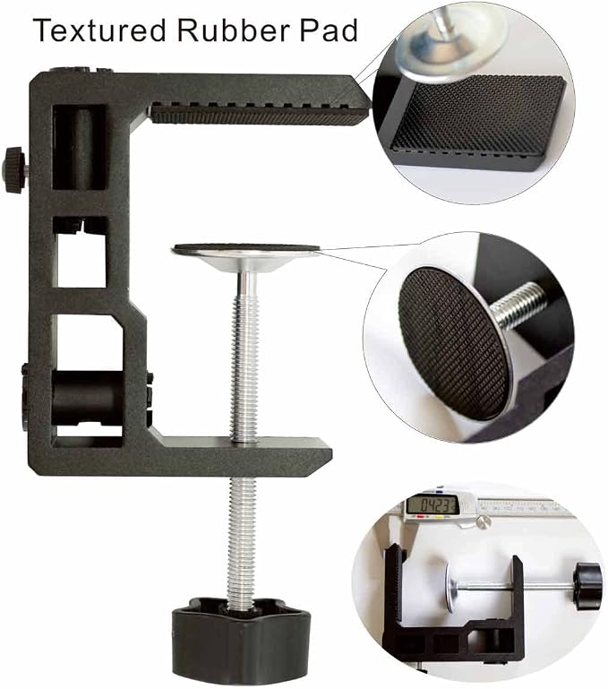 Replacement Heavy Duty C Clamp for 1/2” and 5/8” Hole Base Magnifying Lamp,Desk Lamp,Swing Arm Lamp,Phone I pad Mount,Tablet Mic Holder,Table Mount Clamp for Microphone Stand Mic Boom Arm (G2 BLACK)