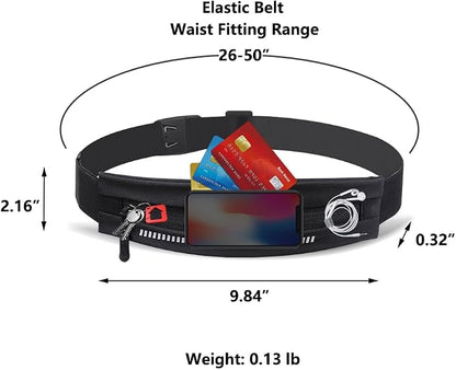 Entchin Slim Running Belt, Runners Fanny Pack for Women Men, Elastic Phone Holders, Money Belt Bag for Yoga & Gym (Black)