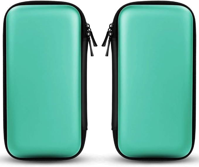 iMangoo Travel Essential Electronics Organizer Pouch Charger Case, Shockproof Dual Zipper Power Bank Cables Tech Accessories Purse, Men & Women Travel Must Have Storage Bag, 6.5x3.2x1 inch Mint