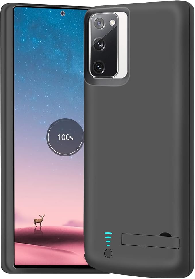 Battery Case for Samsung Galaxy S20 FE 5G, 5000mAh Rechargeable Extended Battery Charging Charger Case, Add 100% Extra Juice, Not Compatible with Galaxy S20 (6.5 inch) Black