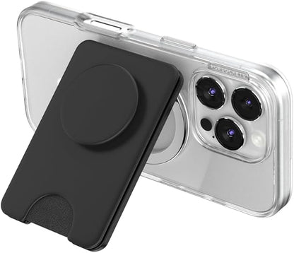 PopSockets Kick-Out Wallet for MagSafe, Adjustable Kickstand, Magnetic Stand, Black - Black