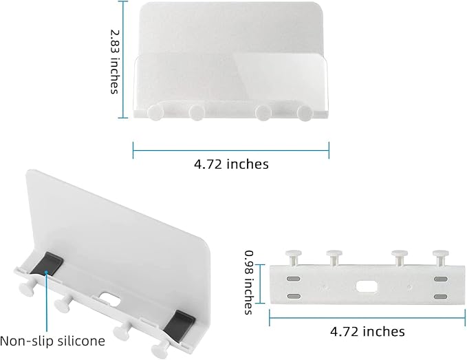Clear Wall Mount Adhesive Phone Holder,Multi-Function Cell Phone Charging Brackets Holders,Hook for Living Room, Kitchen, Bathroom, Office,Compatible with Most Phones and Tablet