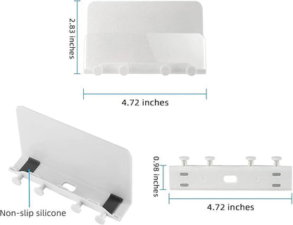 Clear Wall Mount Adhesive Phone Holder,Multi-Function Cell Phone Charging Brackets Holders,Hook for Living Room, Kitchen, Bathroom, Office,Compatible with Most Phones and Tablet