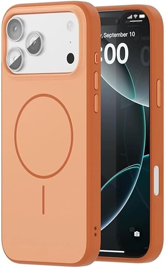 Magnetic Cover for iPhone 17 Pro Max/17 Pro/Air/17, Slim Minimalist Support Wireless Charging Impact Resistant Phone (17,Gray) (17 Pro Mac,Orange)