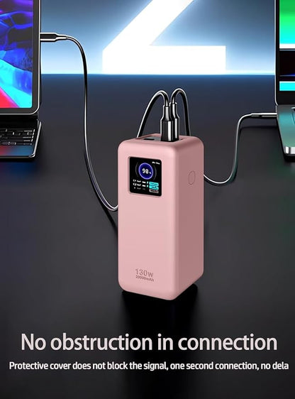 Case for UGREEN Nexode Power Bank 20000mAh 130W Portable Charger,Soft Skin Silicone Case Cover,Full Protective Case for -Pink