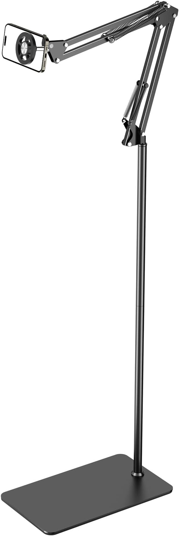 Magnetic Bed Phone Holder for Laying Down, Bedside Floor Stand with Adjustable Arm for iPhone, Headboard Phone Mount for Reading Watch Movies