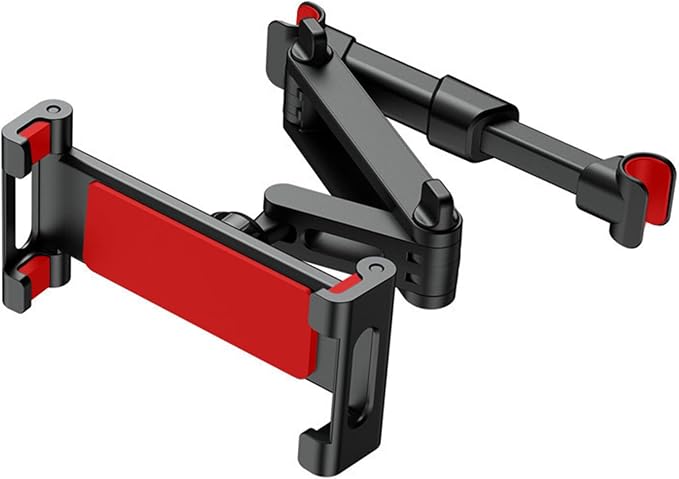 Car Headrest Tablet Mount, Multifunctional Retractable Lazy Phone and Tablet Holder for Car Rear Seat. (red)