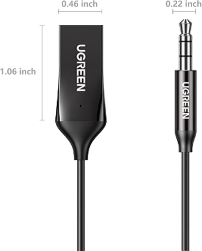 UGREEN Aux to Bluetooth 6.0 Adapter 3.5mm Bluetooth Receiver for Car USB 2.0 to 3.5mm Jack Kit with Built-in Microphone Aux Input for Hands-Free Calls Compatible with Car Speaker and Home Audio