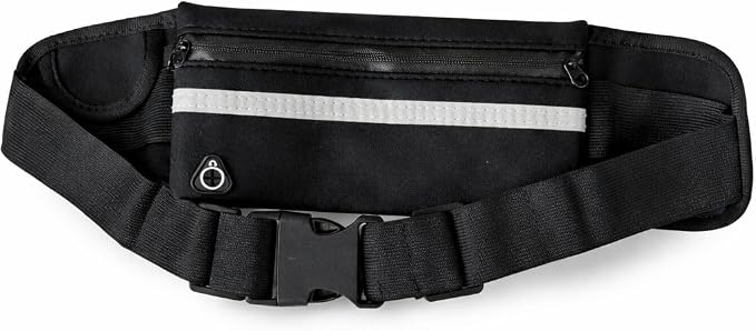 running belt for phone,slim waist pack for running,adjustable fitness belt,lightweight,fits most phones,workout travel (black)