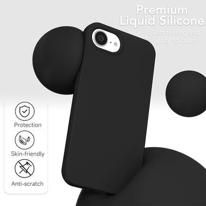 for iPhone 17e 16e Case Silicone Compatible with Magsafe Case, Ultra Slim Thin Magnetic Phone Cases Mag Safe, Cute Soft Rubber Gel TPU Matte Plain Wireless Charging Cover for Women, Black