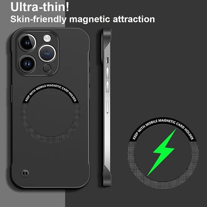 Ultra Thin Hard Pc Magnetic Frameless Case, Compatible with Magsafe and Wireless Charging, for iPhone 16/15/14/13/12/11ProMax (Pink,for iPhone 15Pro)