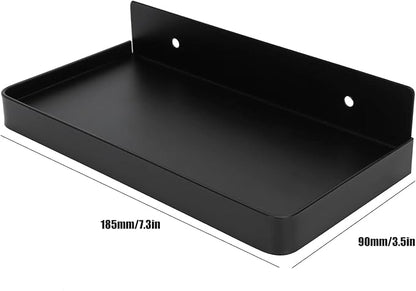 Bathroom Cell Phone Shelf, Stainless Steel Wall Mount Toilet Phone Holder Toilet Small Floating Wall Shelves, 7.3x3.5 in (Black)