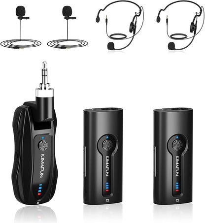 KIMAFUN Wireless Lavalier Microphone System, Wireless 2.4GHz Lapel Mics Handheld Mic 2 in 1 for Teaching, Teachers, Speech, Tour Guiding, Speaker, Amplifier, PA System, Broadcast, KM-G70(2TX1RX)