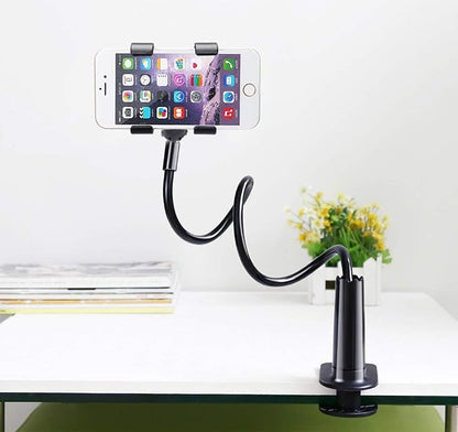 ZTON Universal Cell Phone Holder, Universal Mobile Phone Stand, Lazy Bracket, Flexible Long Arms Clip Mount for iPhone, LG, etc.in Office Bedroom Desktop.(Black)