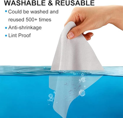 100 PCS Glasses Clean Cloth Suede, Lens Clean Cloth for Lenses, Glasses, Screens, Cameras, iPad, iPhone, Eyeglasses (6"x7", 100PCS/Grey)