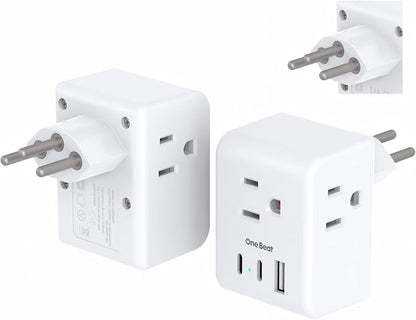 One Beat 2 Pack Switzerland Travel Plug Adapter, Type J Power Adaptor with 3 Outlets 3 USB Ports(2 USB-C), Swiss Outlet Adapter Travel Essentials for US to Switzerland, Rwanda, Liechtenstein