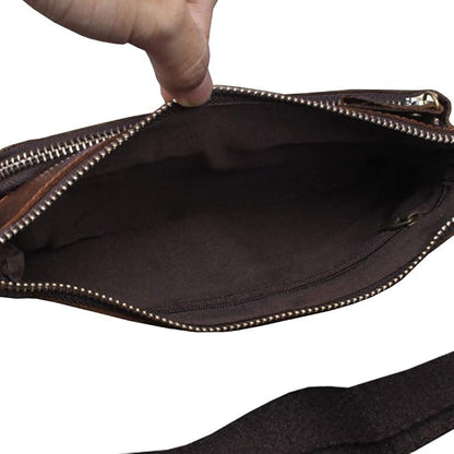 KPYWZER Vintage Leather Waist Bag Fanny Pack for Men Women Hip Bum Bag with Adjustable Strap for Outdoors Workout Traveling Casual Running Hiking Cycling Brown