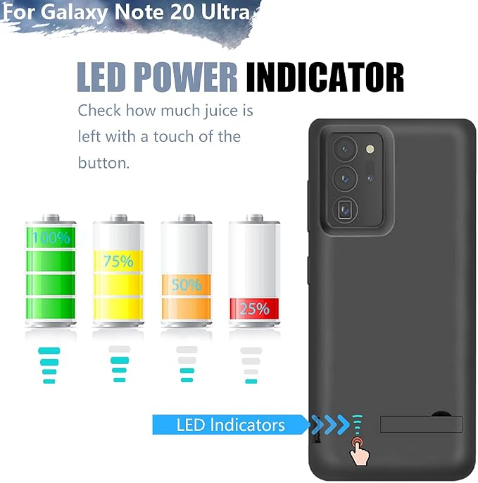 Sitong Battery Case for Samsung Galaxy Note 20 Ultra 5G, 6000mAh Rechargeable Extended Battery Charging Charger Case, Add 100% Extra Juice, Not Compatible with Galaxy S20 Ultra Black
