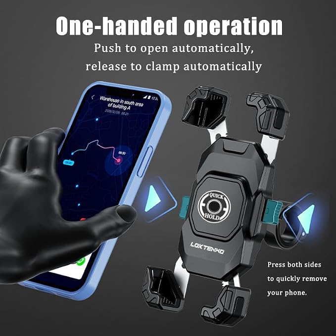 LOKTENWO Anti-Theft UTV Phone Mount with Vibration Dampener, Adjustable UTV Cellphone Holder Fit on 1.5''/1.65''/1.75''/1.85'' Roll Cage Bar, for 5.4''-7'' Smartphone