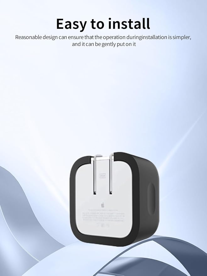 Case for Apple 35W Dual USB-C Port Compact Power Adapter, WUNIAK Soft Silicone Protective Portable Scratch Shock Resistant Shell, Protective Case for Apple 35W Dual USB-C Charger, Black