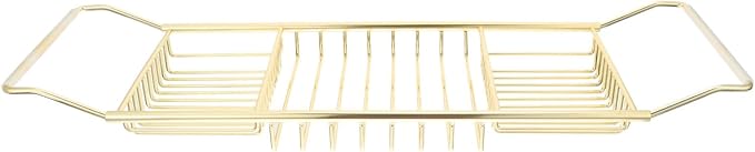 Cabilock Telescopic Bathtub Rack Adjustable Anti-Slip Bath Caddy Tray for Home Use Holds Books Wine Glasses and Phones 24.80X7.87X2.75 Inch