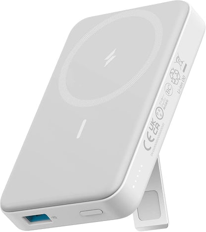 Anker 633 Magnetic Battery, 10,000mAh Wireless Portable Charger, 20W USB-C Power Bank with Stand, Magsafe-Compatible for iPhone 16/15/14 Series (White)